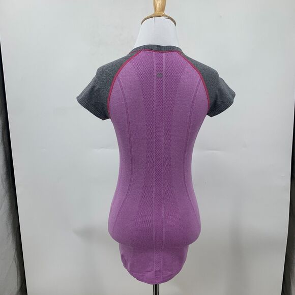 Lululemon Run Swiftly Tech Shirt Womens 4 Plum Gray Seamless Short Sleeve *READ - Picture 6 of 14